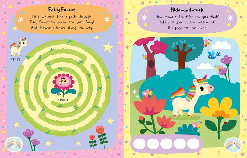 Unicorn Sparkly Sticker Activity Book, nálepkový zošit s aktivitami